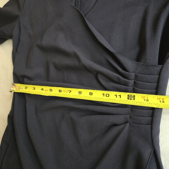 Armani Collezioni Milano Jersey Faux Wrap Navy Midi Dress Minimalist - Picture 7 of 16